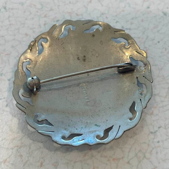 VTG 50s Sterling Silver Siam Mekhala Goddess of Lightening Brooch HTF Dark Blue - Picture 2 of 5